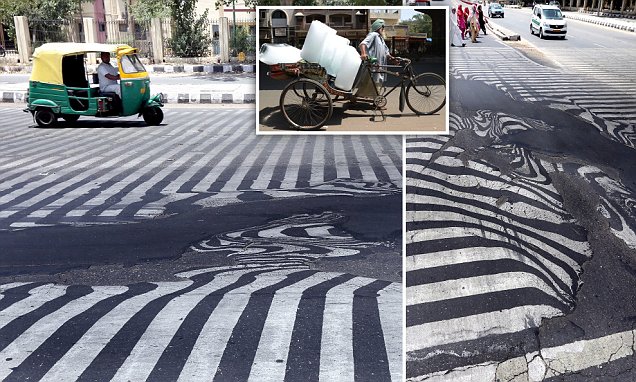 Aspal Jalan Meleleh Akibat Gelombang Panas di India 